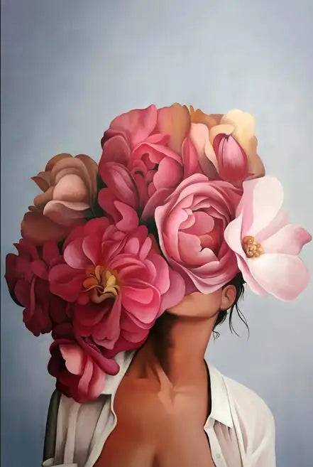 Nordic Flower Woman Canvas Painting Wall Art Poster Print Feather Girls Home Decoration
