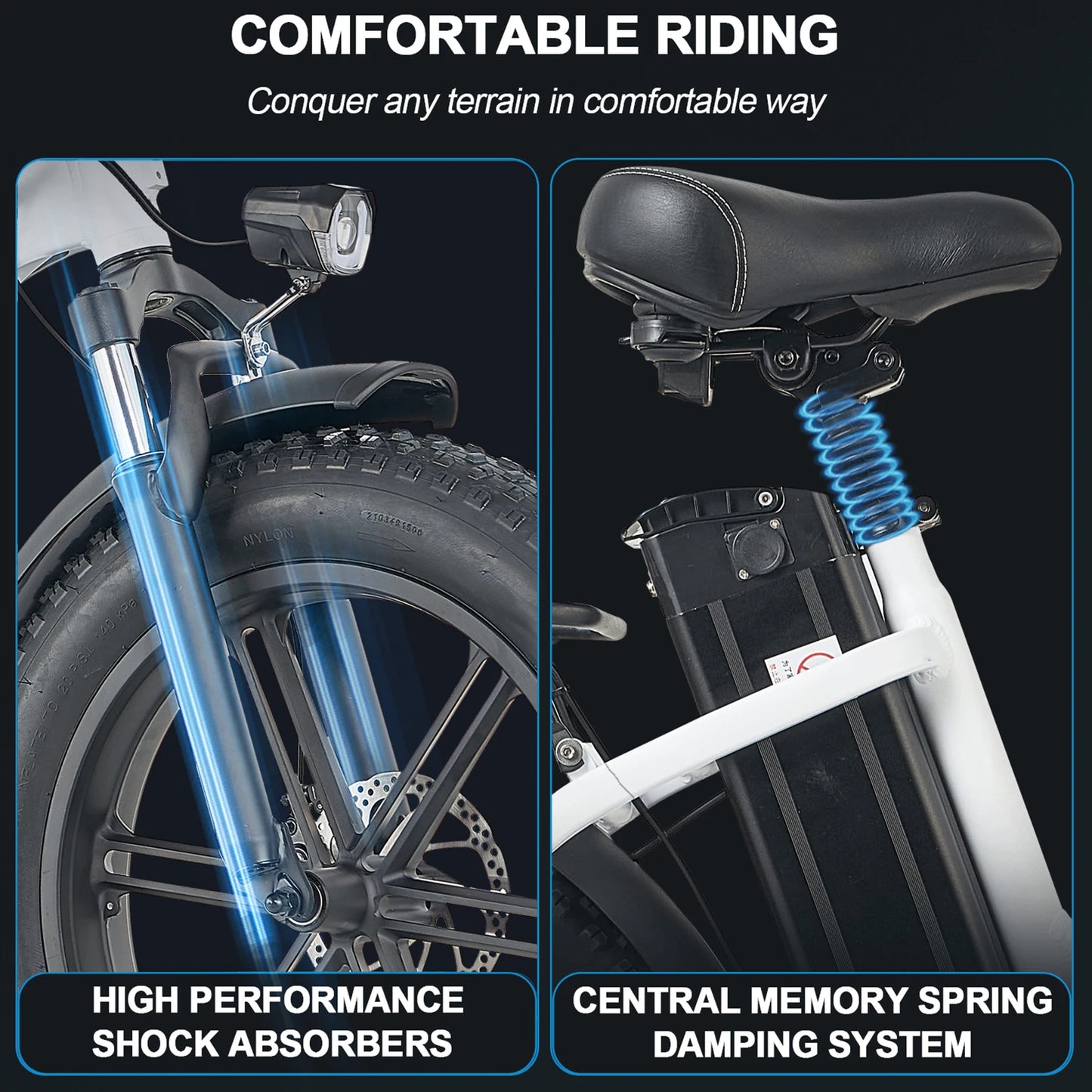Kickwey LD20 adult E-bike 750W 48V 20Ah battery commute Electric Bike,20-inch Fat Tire E-Mountain bike