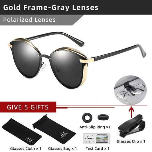 CLLOIO Fashion Polarized Cat Eye Sunglasses Women Shades