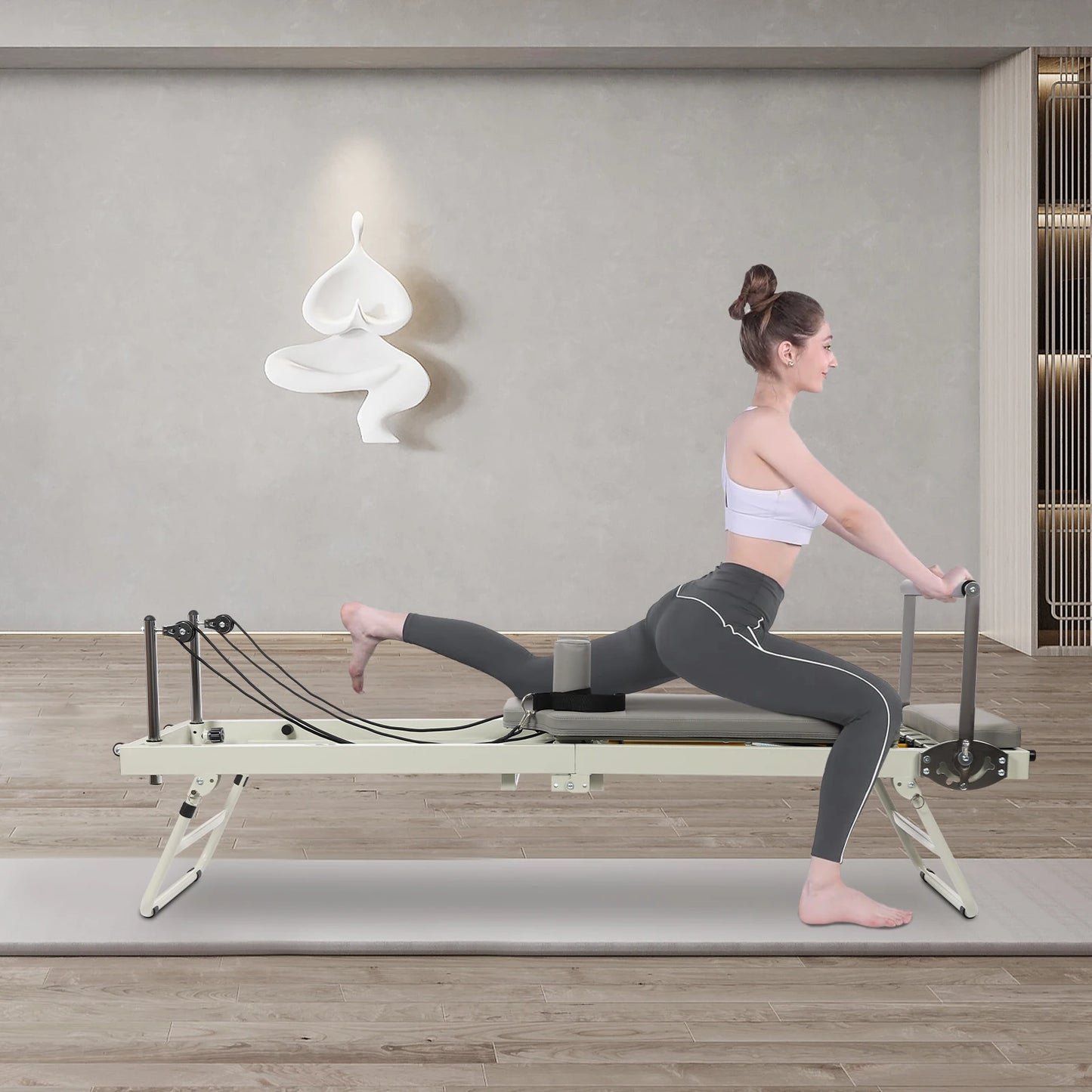 Foldable Pilates Reformer Machine, Multifunctional Yoga Fitness Equipment, Pilates Exercise Equipment
