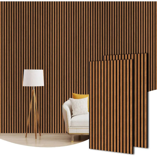 3D Fluted Wood Slat Acoustic Wall Panels Soundproof Decorative Wall and Ceiling Panels