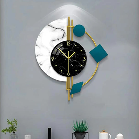 Silent Wall Clock for Living Room and Bedroom Creative Semicircle Marble Quartz Clock Gift