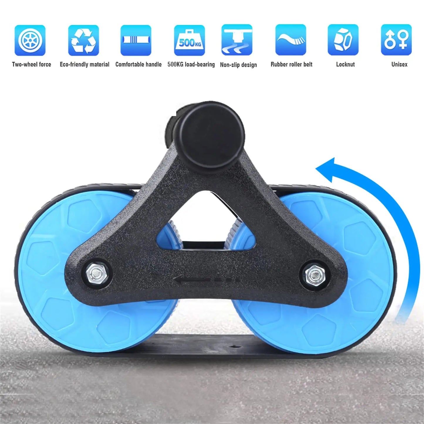 Fitness Equipment Springback Wheels Roller Domestic Abdominal Exerciser Push‑up Training Mute Fitness Equipment Blue