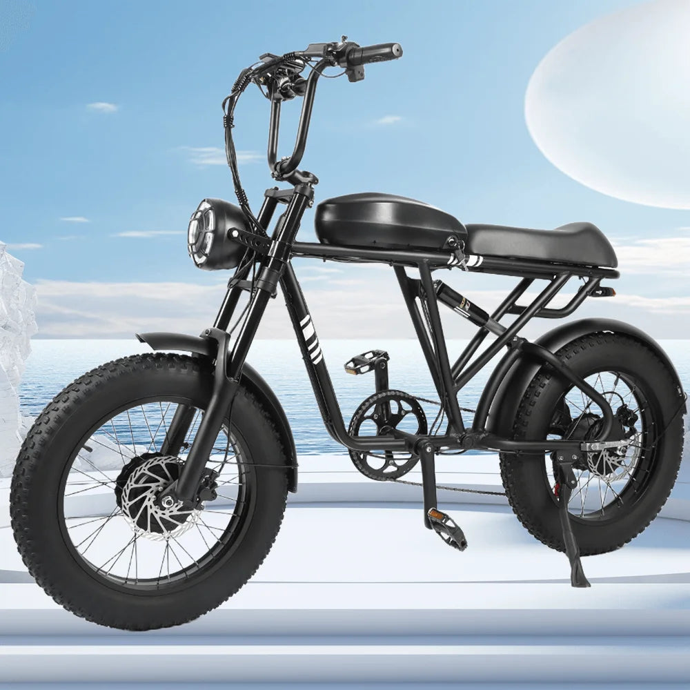 1000W+1000W Adult Fat Tire Mountain Electric Motorcycles Bike, Portable Electric Bicycle With Pedals With 48V 20AH Battery