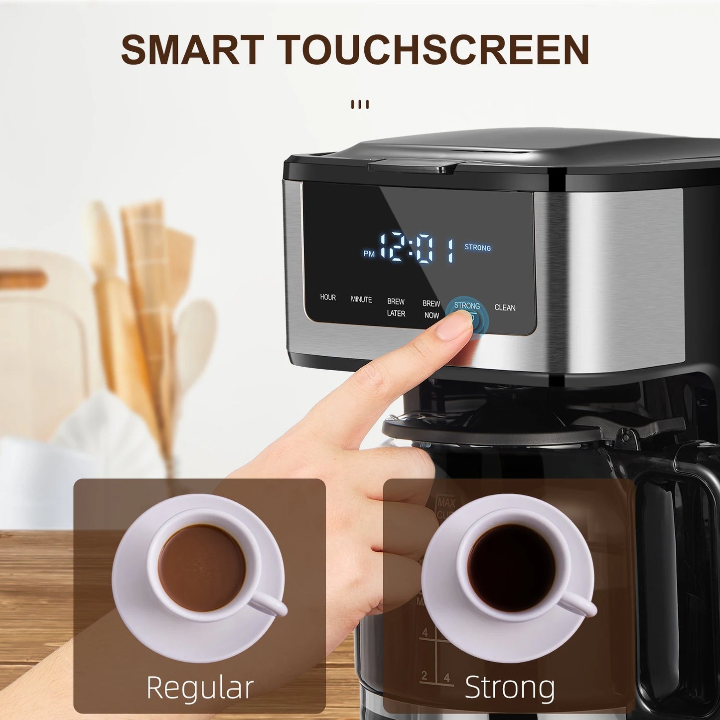 Programmable Coffee Maker 12 Cup Touch Screen Iced Coffee