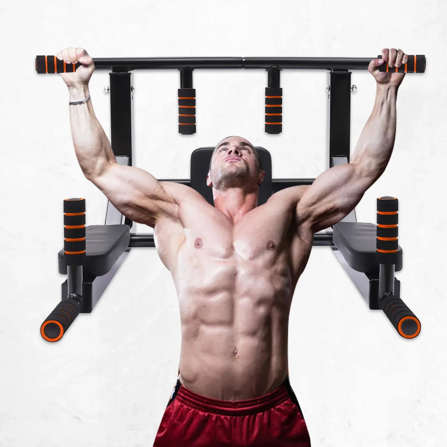 200kg Load-bearing Wall-mounted Dip Stand Steel Fitness Pull-up Bar 37.4*30.3in Home Gym Exercise Equipment for Indoor Workout