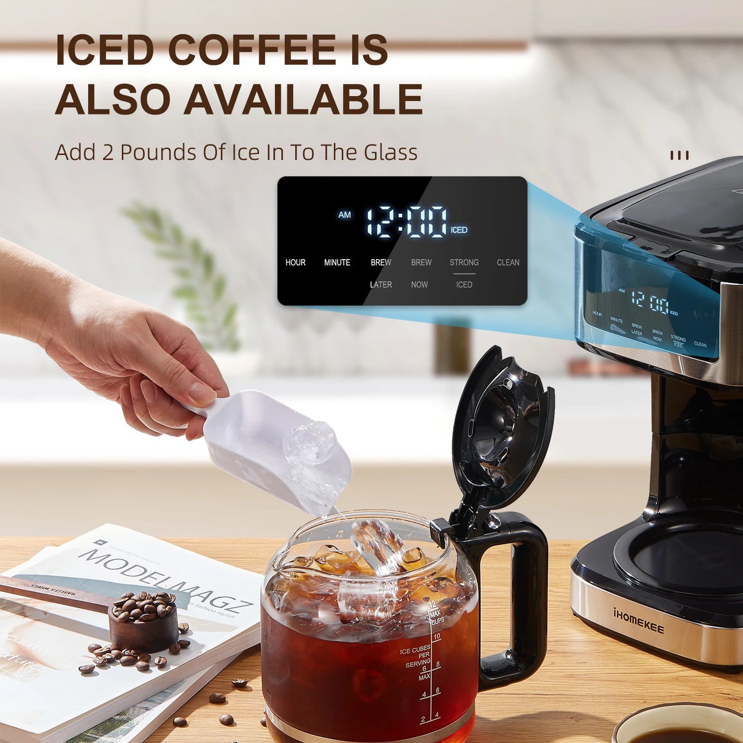 Programmable Coffee Maker 12 Cup Touch Screen Iced Coffee