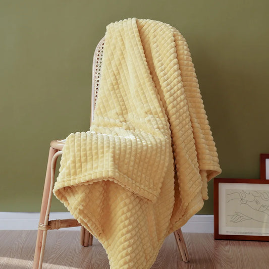 Simple&Opulence Winter Warm Throw Blanket for Sofa plaid Luxury Microfiber Super Lightweight Soft Blankets for beds