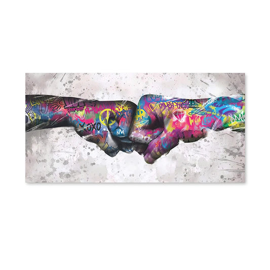 Banks Graffiti Art Fun Two Children Pulling Cloth Posters and Print Canvas Painting Wall Art Pictures for Living Room Home Decor