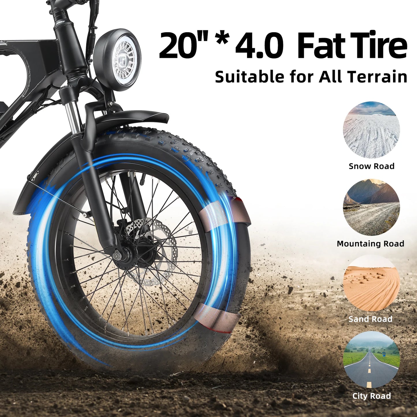 MEELOD DK200 adult E-bike 1008W 48V 12.5Ah battery commute Electric Bike,20-inch Fat Tire E-Mountain bike