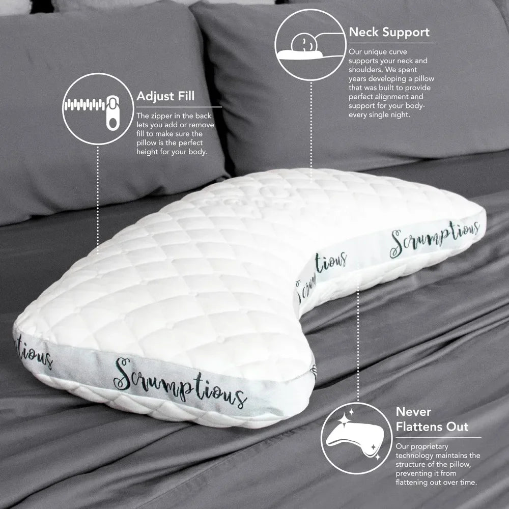 Scrumptious Cooling Side Sleeping Pillow for Adults Best for Side Sleepers for Neck and Shoulder Pain Relief