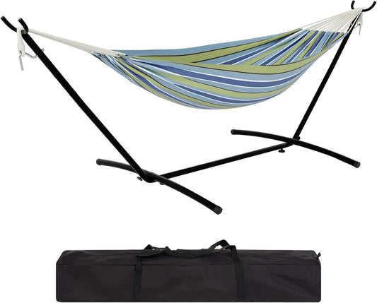 2-Person Hammock Set with Quick-Lock Steel Stand – Commercial-Grade Outdoor Lounger for Patio, Camping & Backyard (500lb )