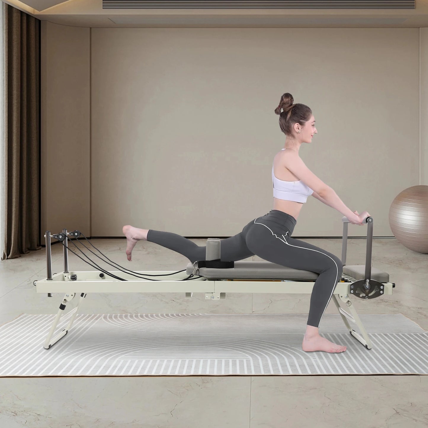 Foldable Pilates Reformer Machine, Multifunctional Yoga Fitness Equipment, Pilates Exercise Equipment