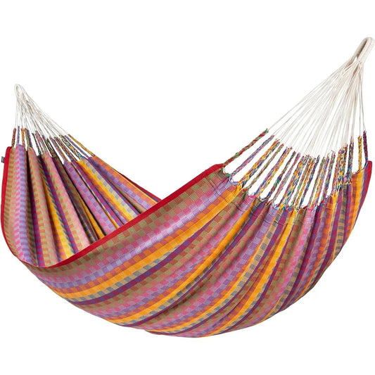 La Siesta® Flora Classic Organic Cotton Hammock - Indoor Outdoor Hammock, Patio Bed Tree Portable Hammock, 2 Person Double Hammo