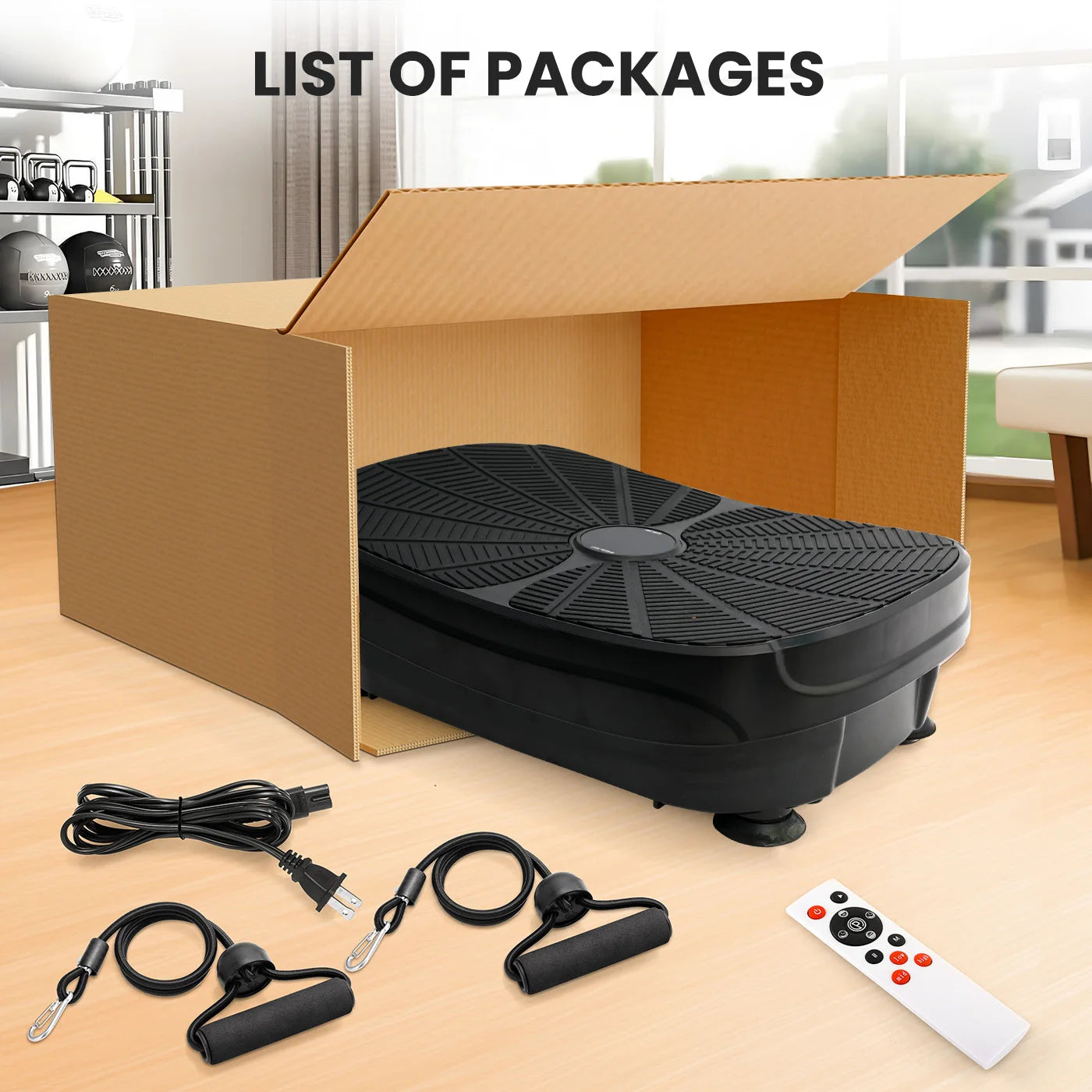 Vibration Plate Exercise Machine With Whole Body Workout Power Shake Platform EMS Slimming And Home Gym Resistance Bands