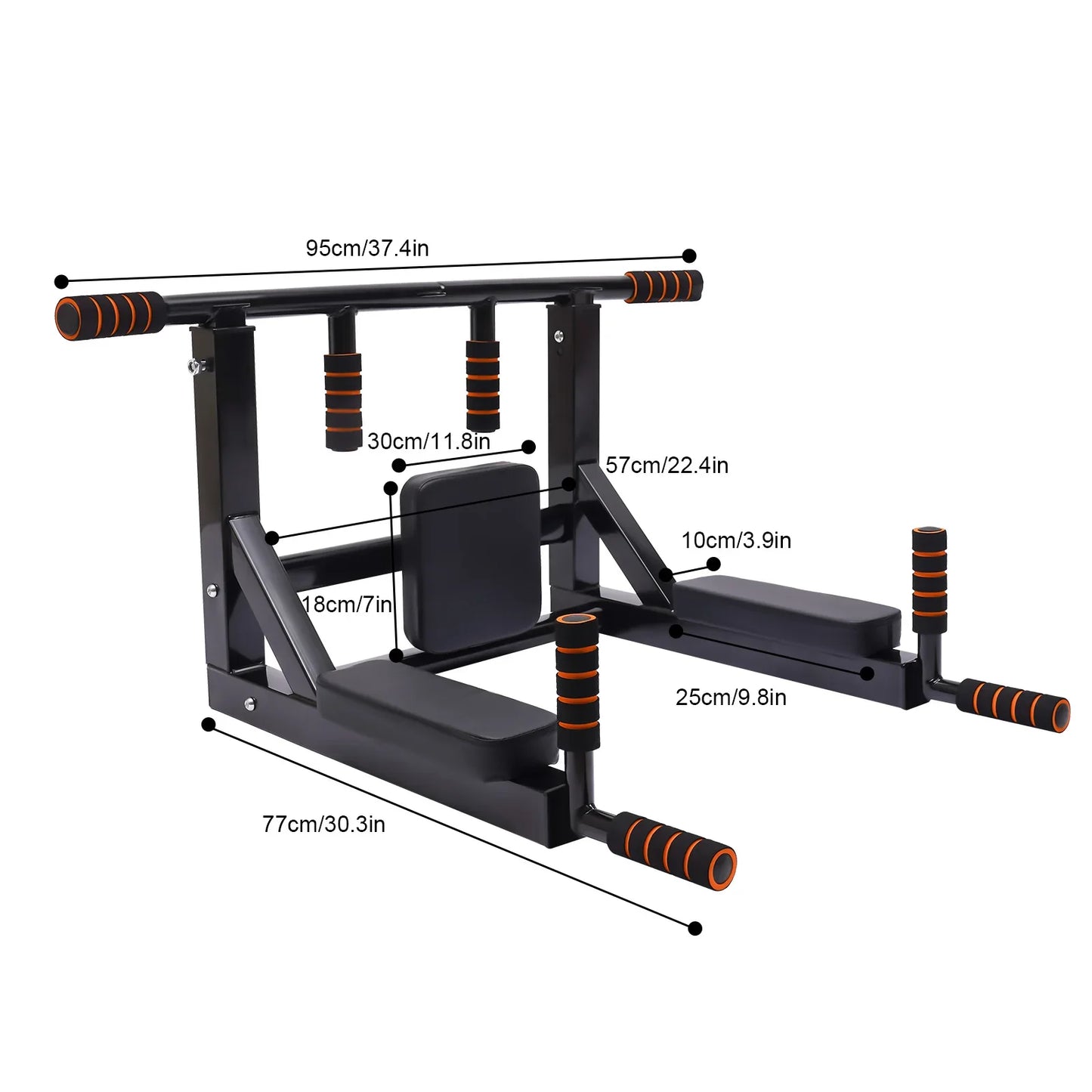 200kg Load-bearing Wall-mounted Dip Stand Steel Fitness Pull-up Bar 37.4*30.3in Home Gym Exercise Equipment for Indoor Workout