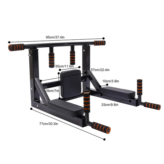 200kg Load-bearing Wall-mounted Dip Stand Steel Fitness Pull-up Bar 37.4*30.3in Home Gym Exercise Equipment for Indoor Workout