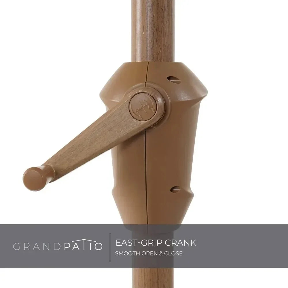 9FT Patio Umbrella with Fringe, Outdoor Tassel Umbrella with Push-Button Tilt for Poolside, Deck, Garden, Beige and Coffee