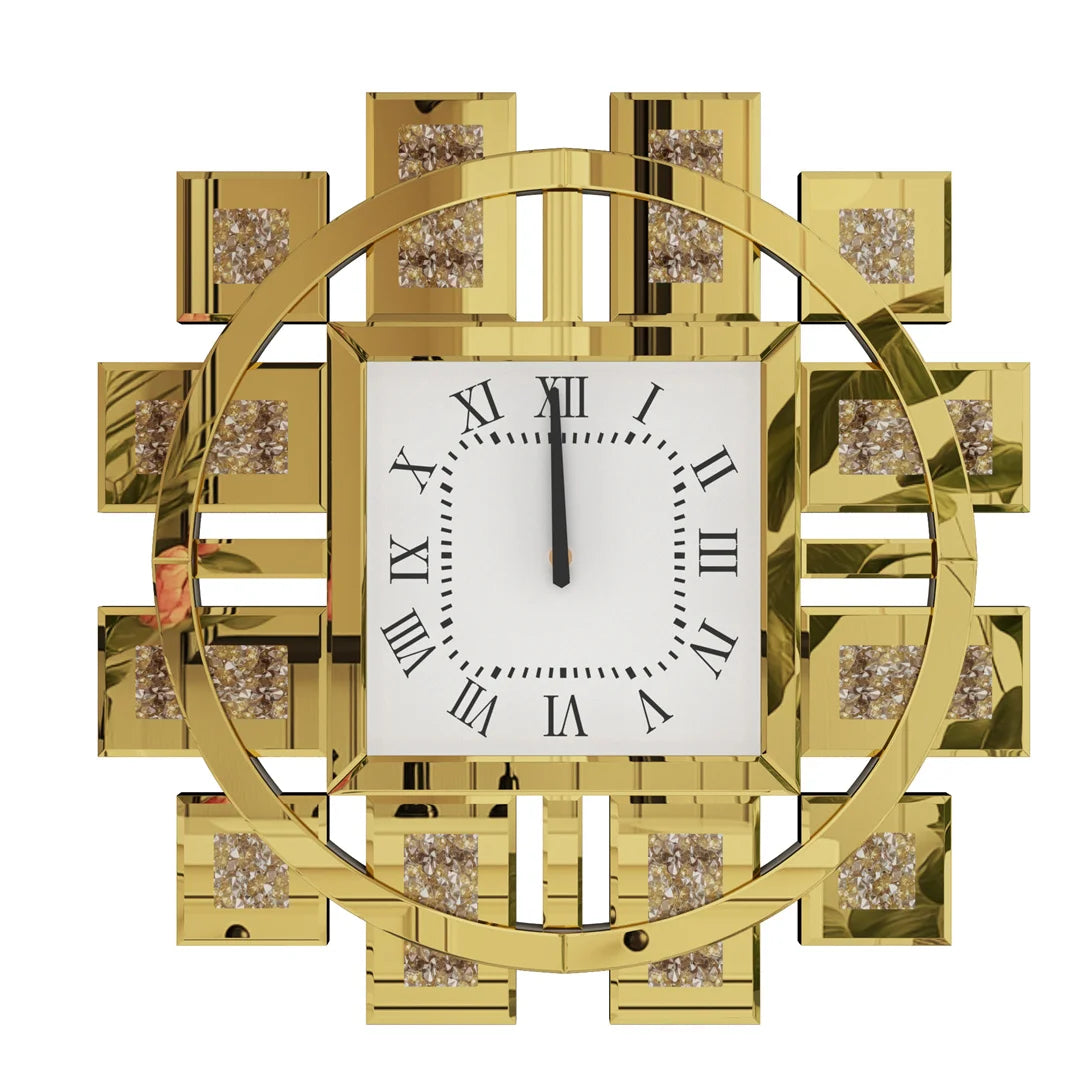 60CM Irregular Decorative Wall Clock with Silver/ Golden Crystal Crushed Diamond Inlay Battery Operated
