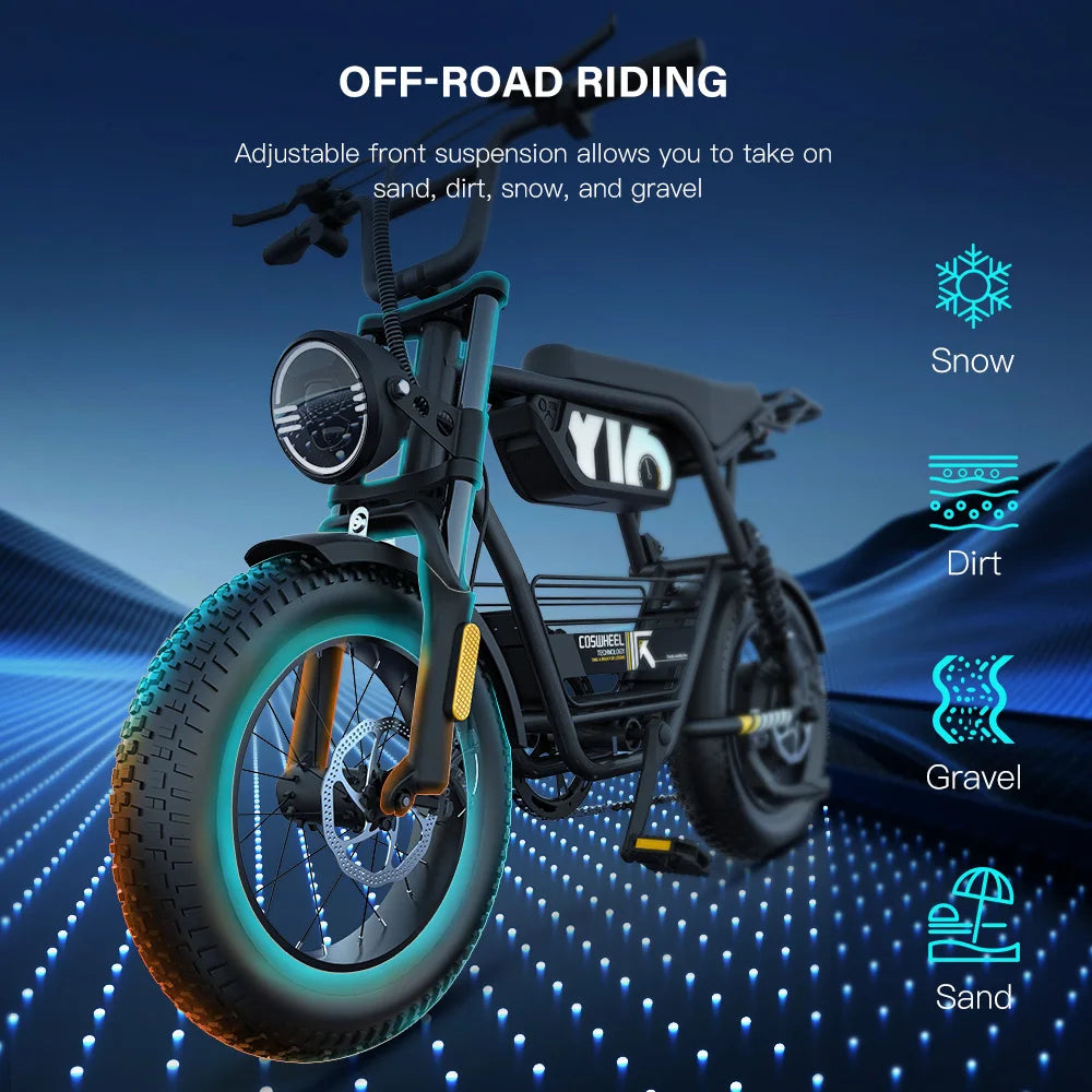 Coswheel Electric Bike Y16 1000W Fat Tire Commuting E-Bike 48V 15AH Mountain Electric Bike Adult Off-Road Electric bicycle