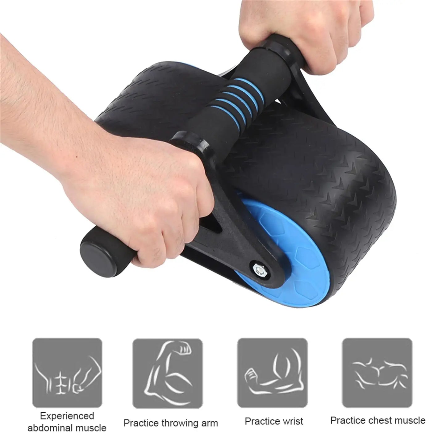 Springback Wheels Roller Domestic Abdominal Exerciser Push‑up Training Mute Fitness Equipment Blue Abdominal Exerciser
