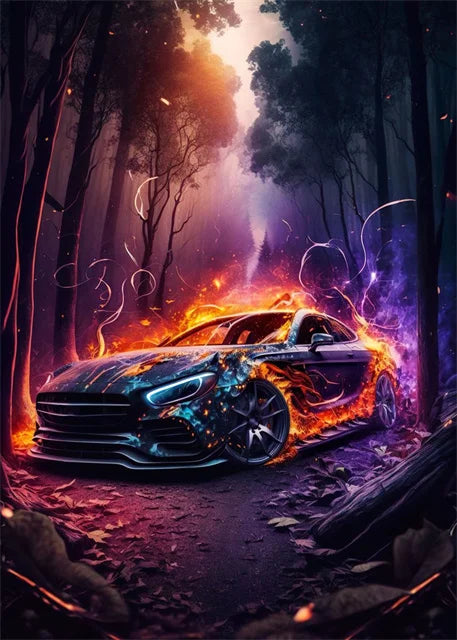 Fast And Furious Dream Car Canvas Print Wall Art Vibrant Abstract Sportscar Home Decor