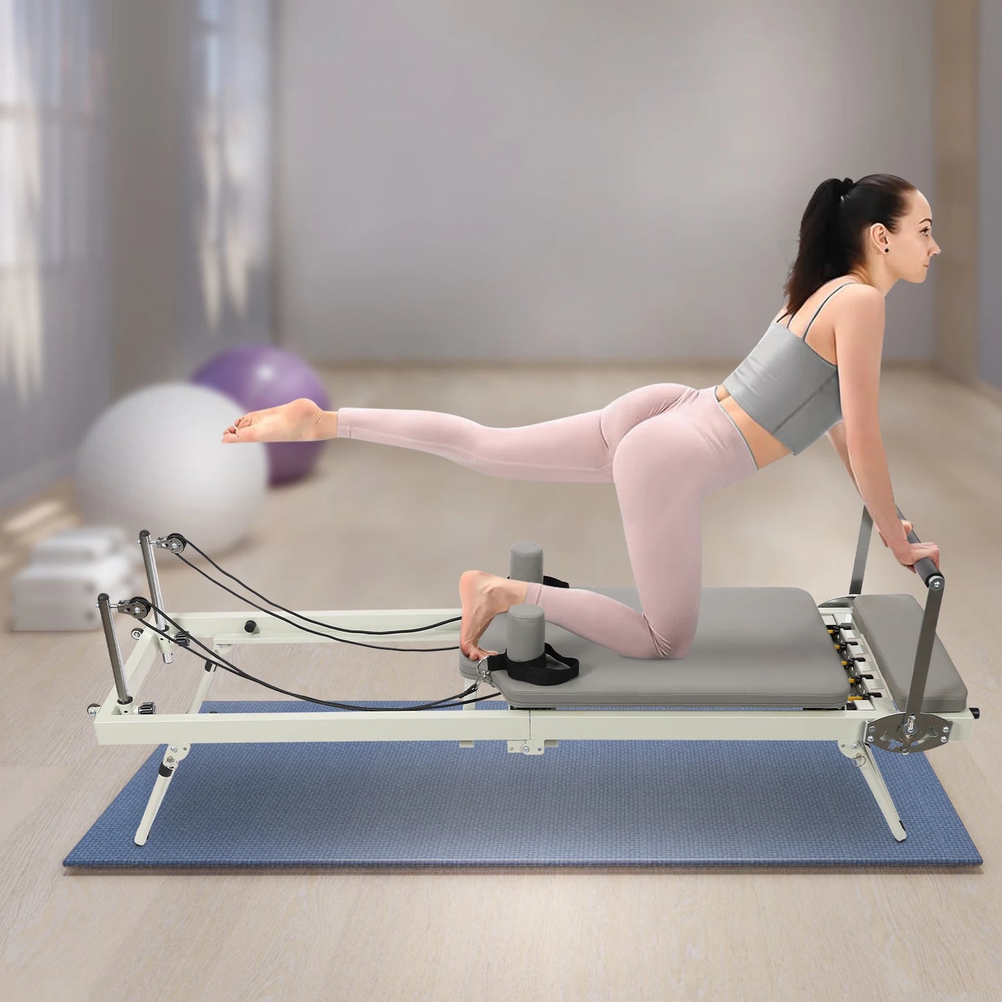 Foldable Pilates Reformer Machine, Multifunctional Yoga Fitness Equipment, Pilates Exercise Equipment
