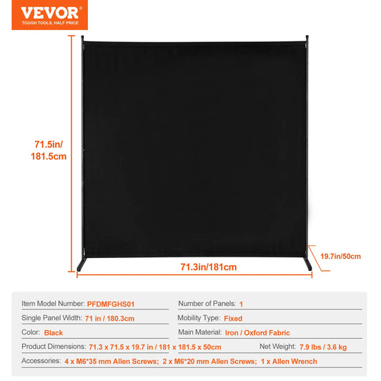 VEVOR 1 3 4 6 Panels PET Polyester Soundproof Folding Privacy Partition Divider for Room Separation Freestanding
