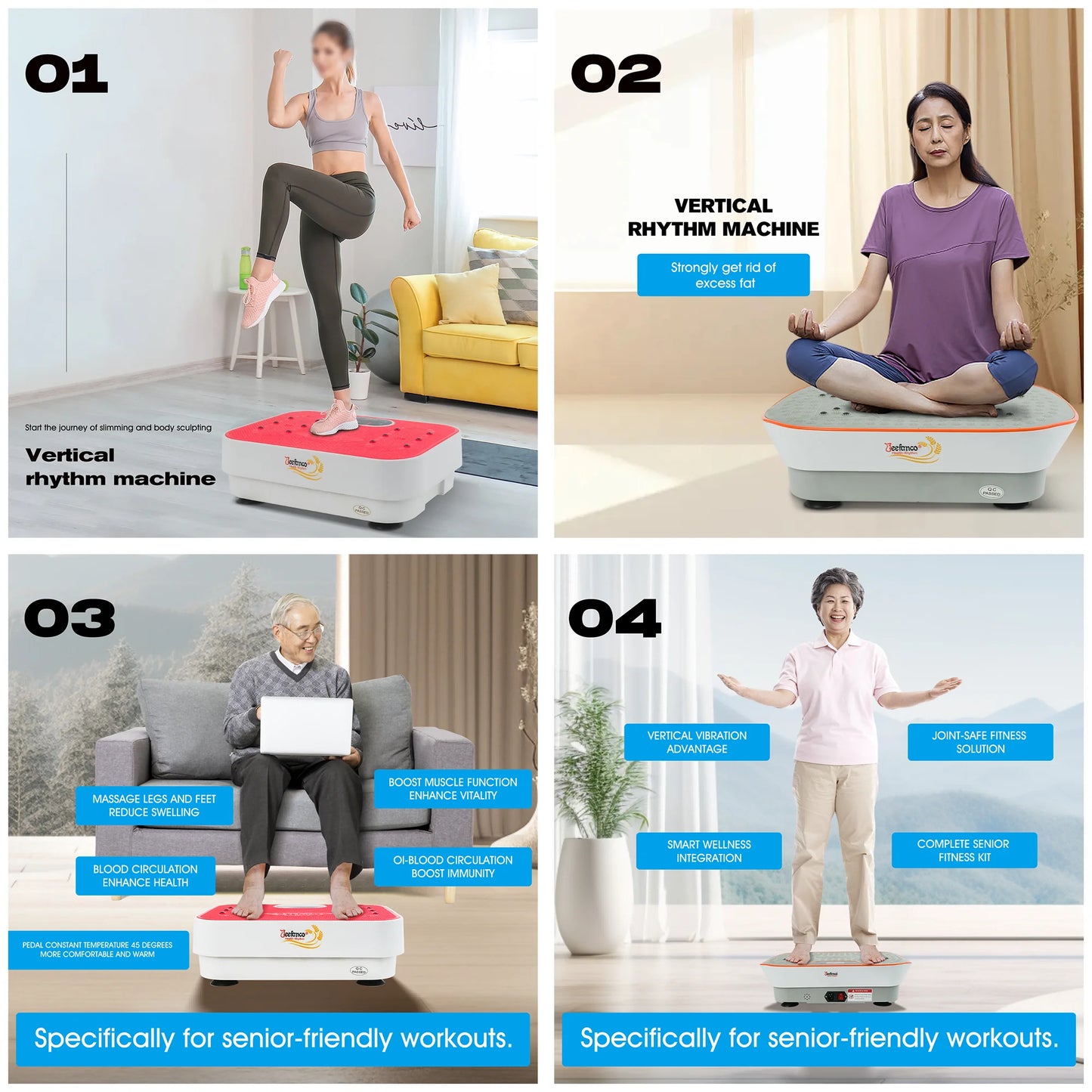 Vertical Vibration Plate For Home Fitness Silicone Surface Magnetic Heating Seniors And Teens Resonance Fitness Machine