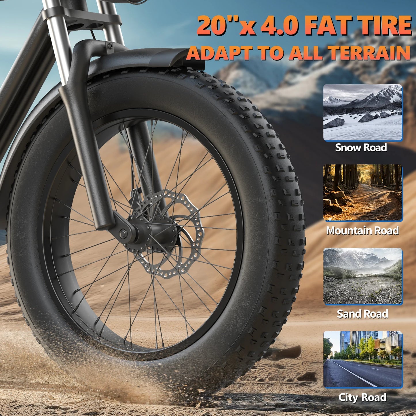 Kickwey K7 adult E-bike 1500W 48V 23Ah battery commute Electric Bike,20-inch Fat Tire E-Mountain bike