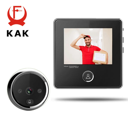 KAK 2.8" LCD Screen Electronic Door Viewer Bell IR Night Door Peephole Camera Photo Recording Digital Door Camera Smart Viewer