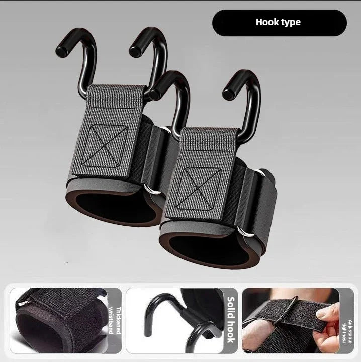 Weight Lifting Hook Grips With Wrist Wraps Hand Bar Wrist Strap Gym Fitness Hooks For Pull Ups And Powerlifting