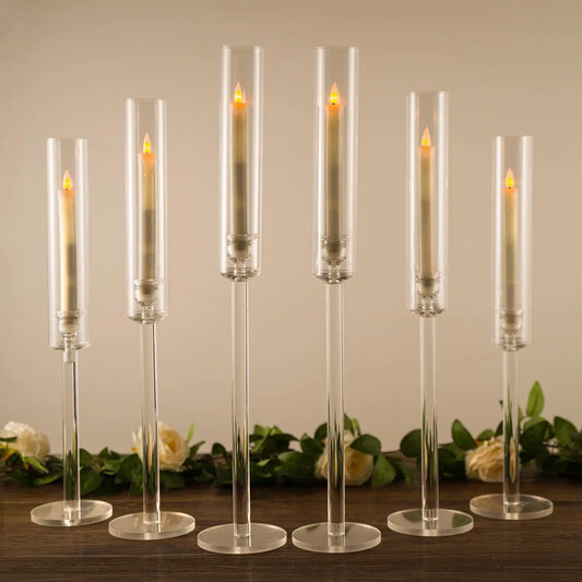 12PCS Clear Arcylic Candle HolderS Set  for Wedding  Table Centerpiece Decor,Taper Candlestick Holders