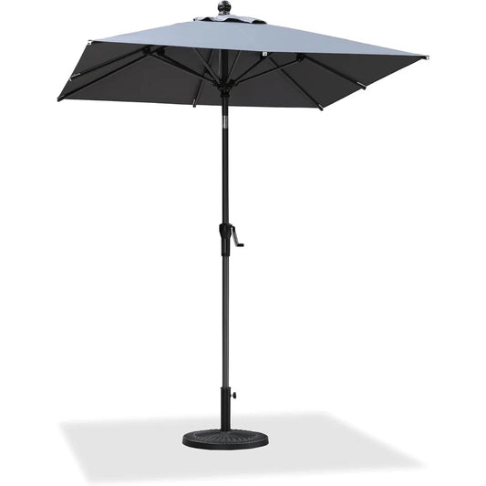 6' x 6' Square Patio Market Umbrella with Base Outdoor Table Umbrellas Aluminum Frame Sun Shade with 8 Sturdy Ribs Tilt for Gar