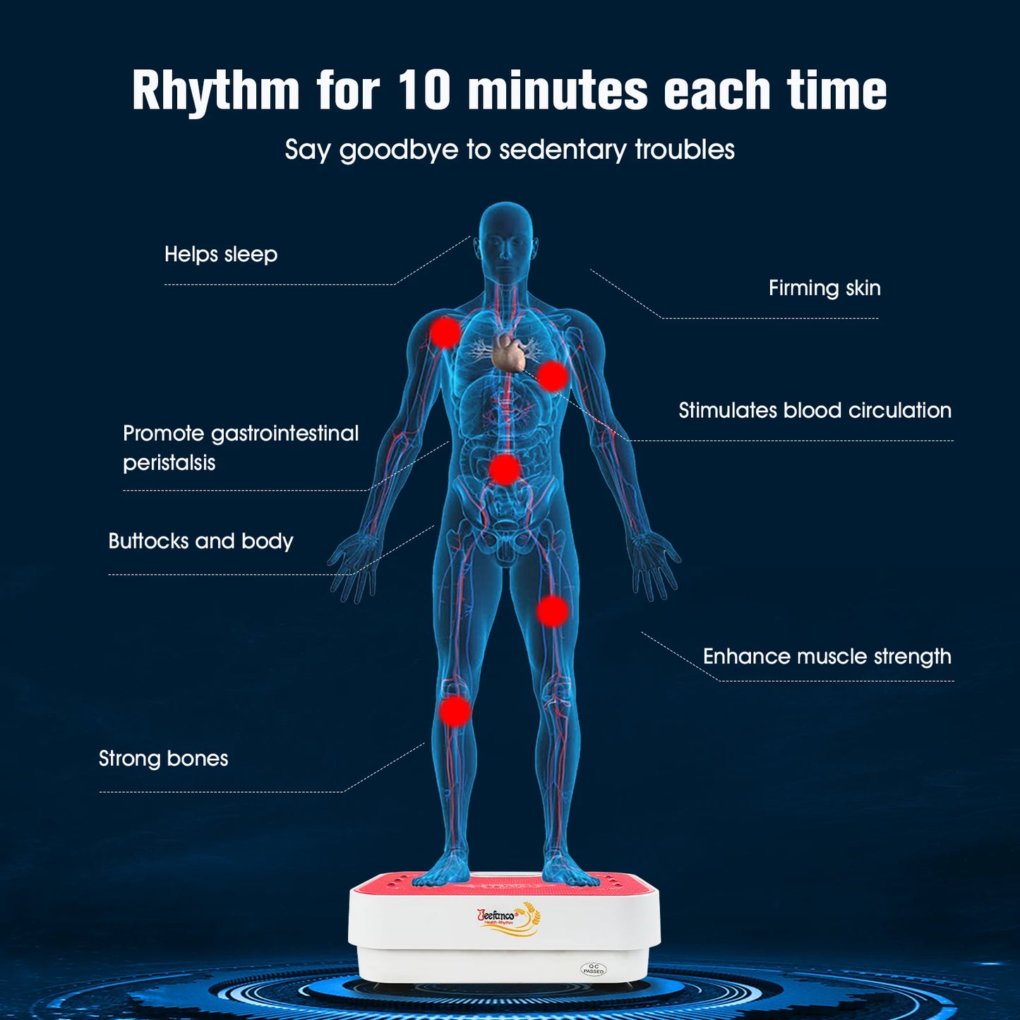 Vertical Vibration Plate For Home Fitness Silicone Surface Magnetic Heating Seniors And Teens Resonance Fitness Machine