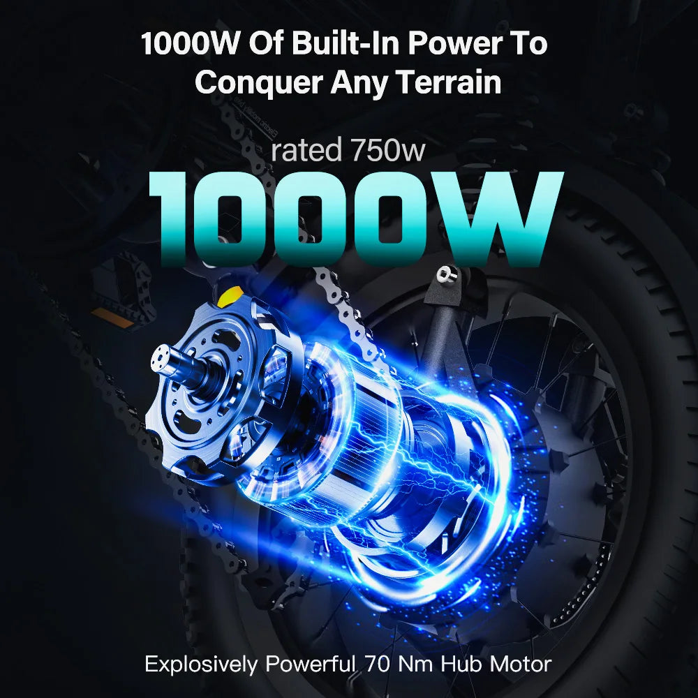 Coswheel Electric Bike Y16 1000W Fat Tire Commuting E-Bike 48V 15AH Mountain Electric Bike Adult Off-Road Electric bicycle