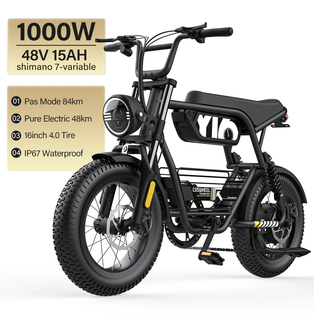 Coswheel Electric Bike Y16 1000W Fat Tire Commuting E-Bike 48V 15AH Mountain Electric Bike Adult Off-Road Electric bicycle