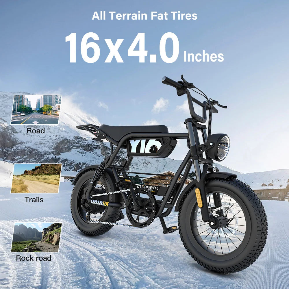 Coswheel Electric Bike Y16 1000W Fat Tire Commuting E-Bike 48V 15AH Mountain Electric Bike Adult Off-Road Electric bicycle