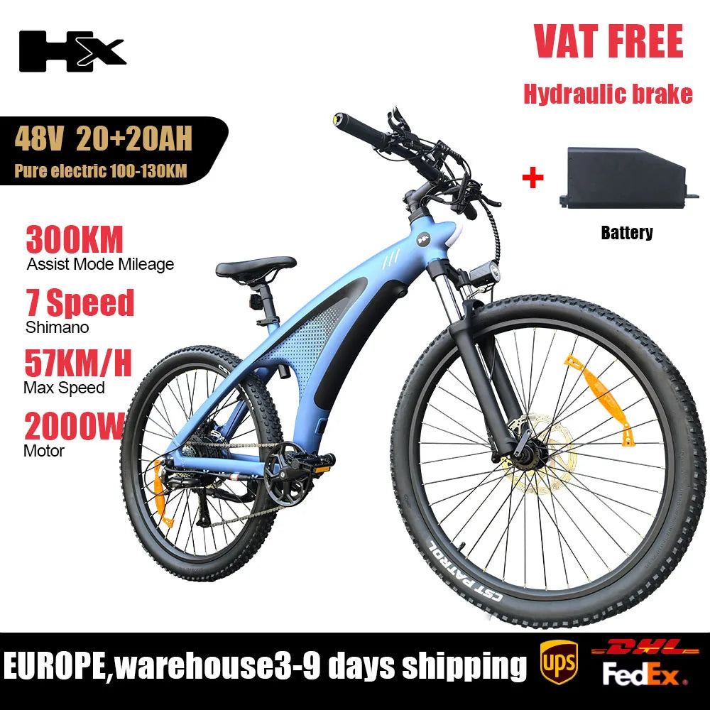 HX Q5 Ebikes 2000W Adults Electric Bike 57KM/H Electric Bicycle 27.5 Inch Removable battery Electric E Bikes Mountain Ebike