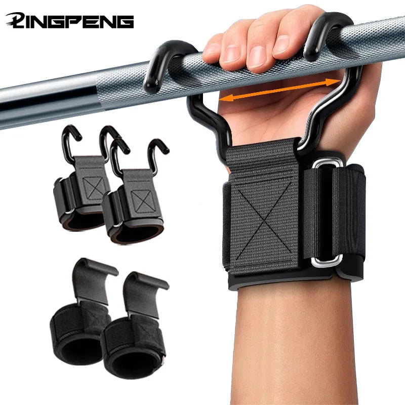 Weight Lifting Hook Grips With Wrist Wraps Hand Bar Wrist Strap Gym Fitness Hooks For Pull Ups And Powerlifting