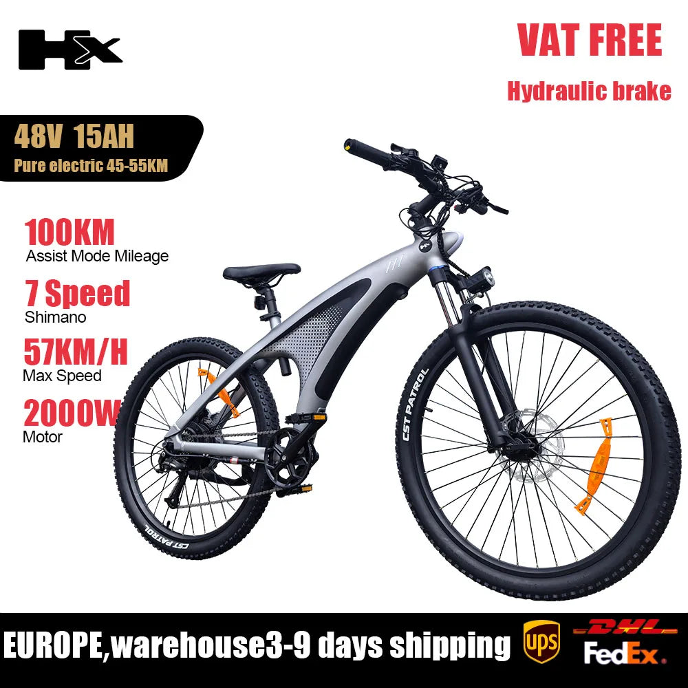 HX Q5 Ebikes 2000W Adults Electric Bike 57KM/H Electric Bicycle 27.5 Inch Removable battery Electric E Bikes Mountain Ebike