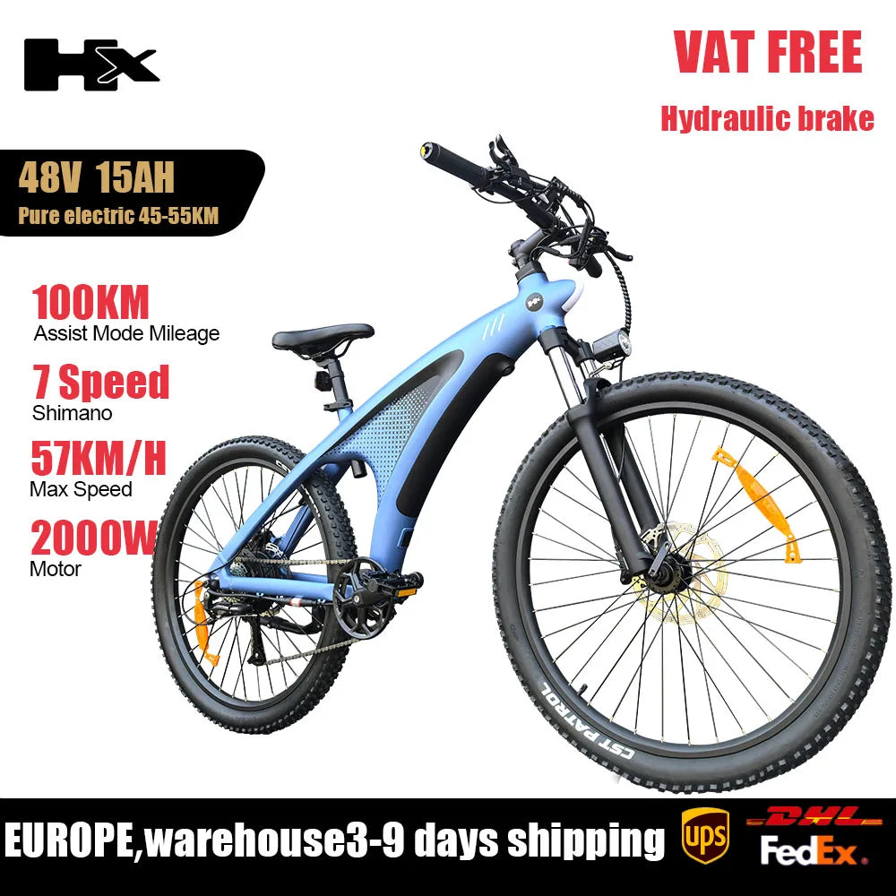 HX Q5 Ebikes 2000W Adults Electric Bike 57KM/H Electric Bicycle 27.5 Inch Removable battery Electric E Bikes Mountain Ebike