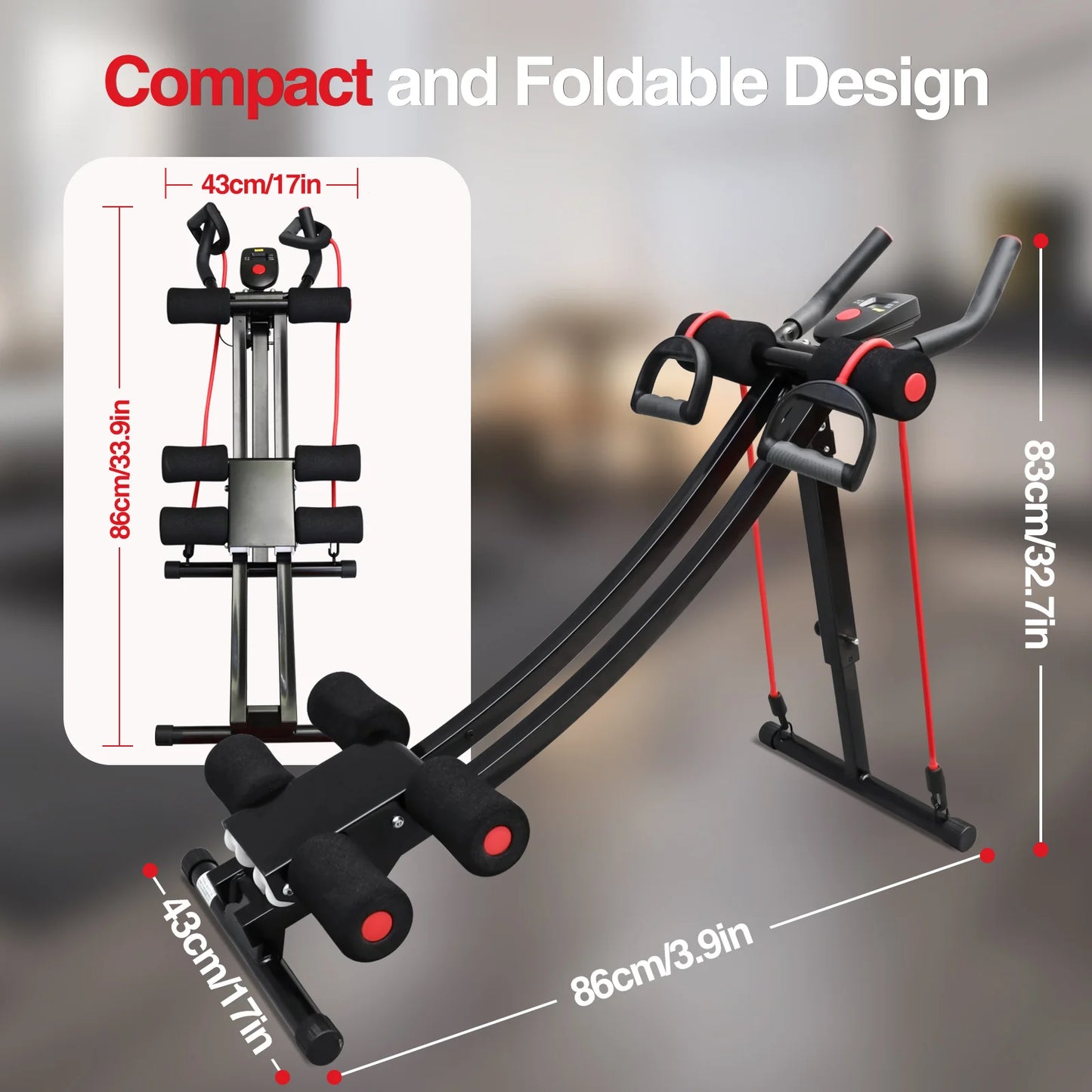 Foldable Ab Machine For Home Gym Ab Workout Equipment Core And Abdominal Trainer With LCD Display 440lbs Weight Limit
