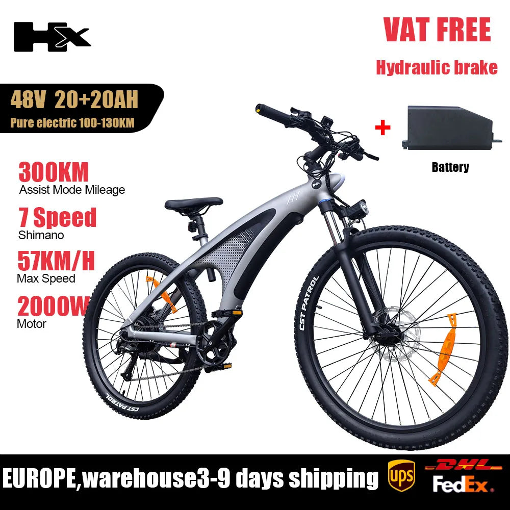 HX Q5 Ebikes 2000W Adults Electric Bike 57KM/H Electric Bicycle 27.5 Inch Removable battery Electric E Bikes Mountain Ebike