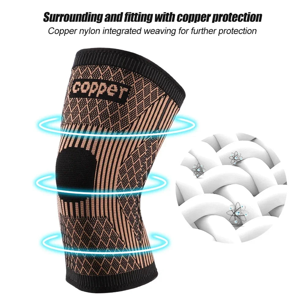 1Pcs Copper Knee Brace Men Women Sport Compression Sleeve