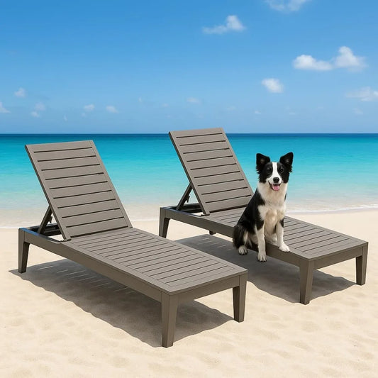 Lounge Chair,Pool Lounge Chairs Set of 2,Lounge Chair Outdoor,Waterproof Sun Loungers Chair,5-Positions Adjustable Outdoor Loung