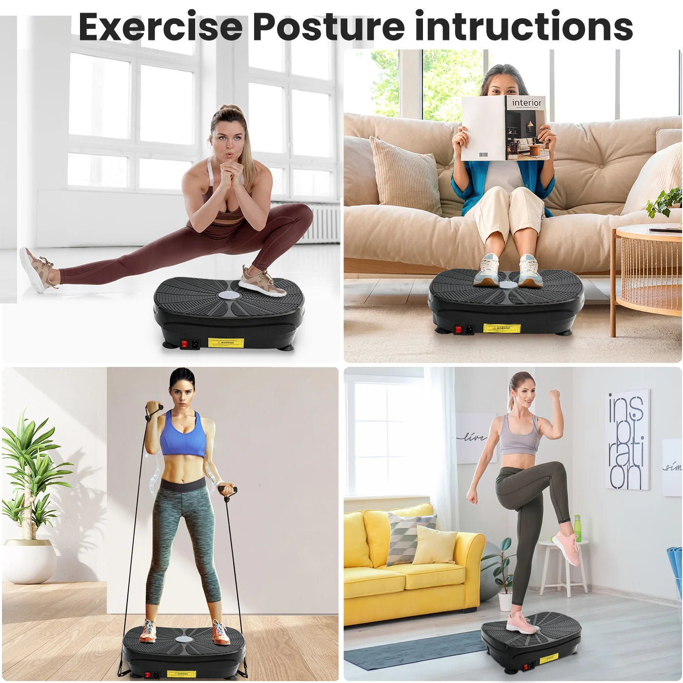 Vibration Plate Exercise Machine With Whole Body Workout Power Shake Platform EMS Slimming And Home Gym Resistance Bands